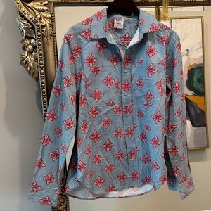 Billionaire Boys Club Blue Shirt with Red Floral Pattern